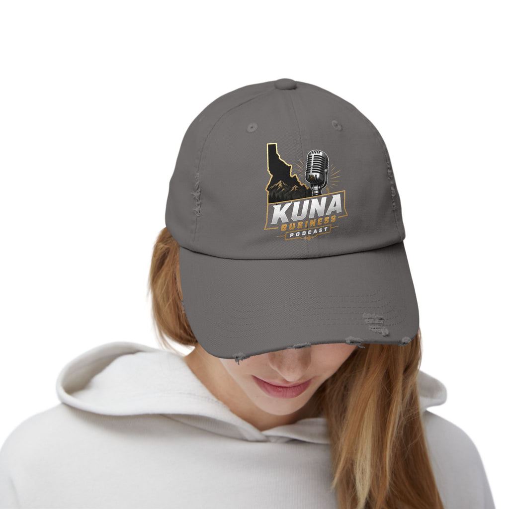 Kuna Business Podcast Distressed Cap — Vintage Idaho Microphone Hat