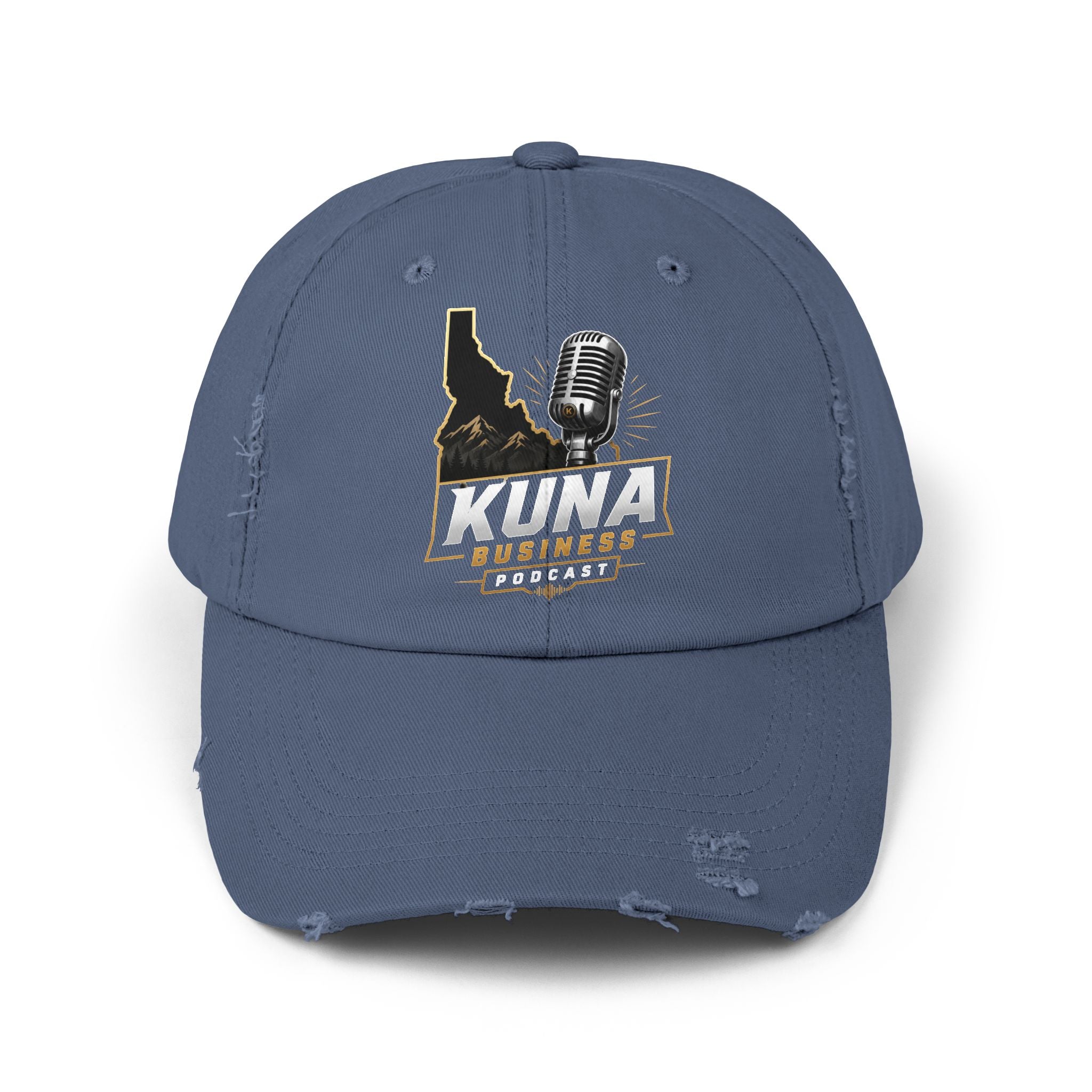 Kuna Business Podcast Distressed Cap — Vintage Idaho Microphone Hat